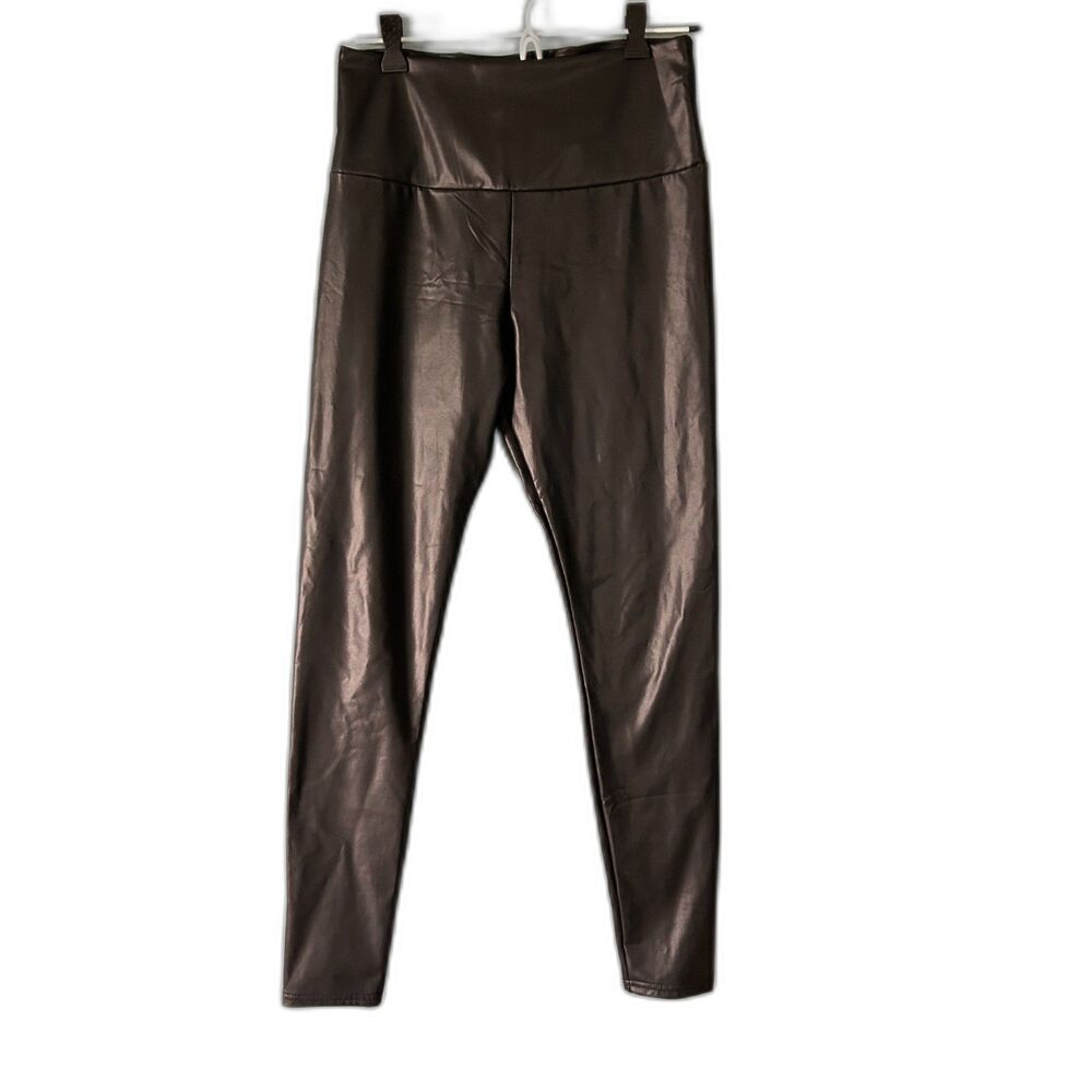 Viv Collection faux leather vegan leggings size M inseam 26"